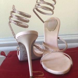 Rene Caovilla heels nude with satin strap